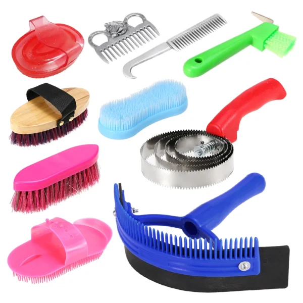 Comprehensive Horse Grooming Kit: Mane, Tail Comb, Hoof Pick & Scraper