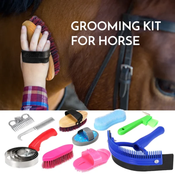 Horse Grooming Kit: 10-IN-1 Set for Complete Horse Cleaning and Massage - Image 2