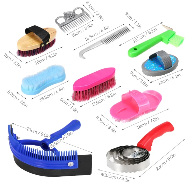 Horse Grooming Kit: 10-IN-1 Set for Complete Horse Cleaning and Massage - Image 6