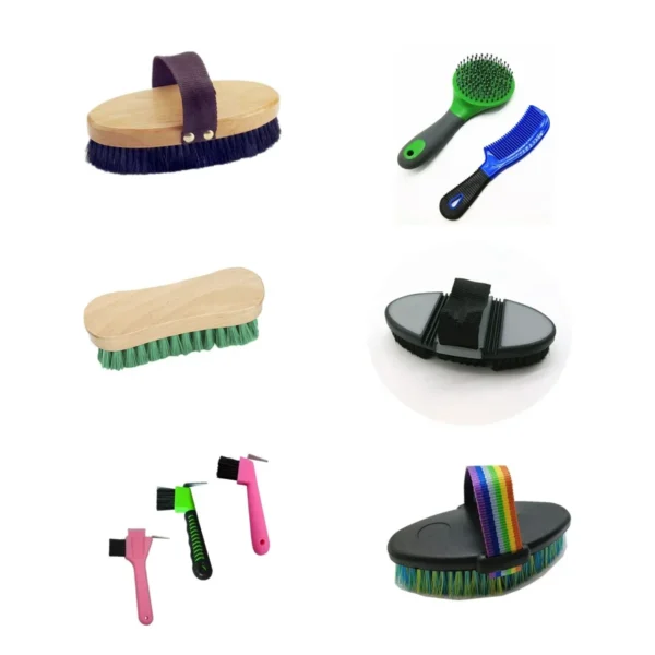 Horse Grooming Kit: Free Logo Wooden & Plastic Brush.