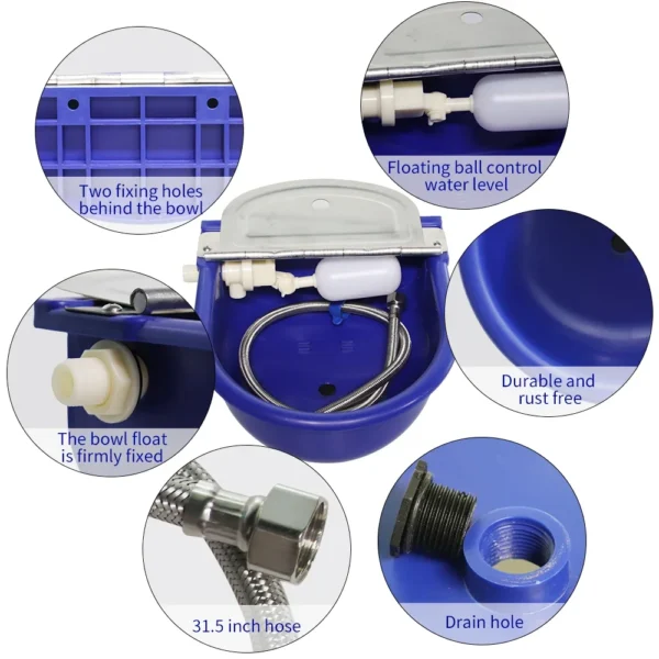 Dark Blue Automatic Waterer for Dogs, Cattle, Pigs, and Livestock - Image 6