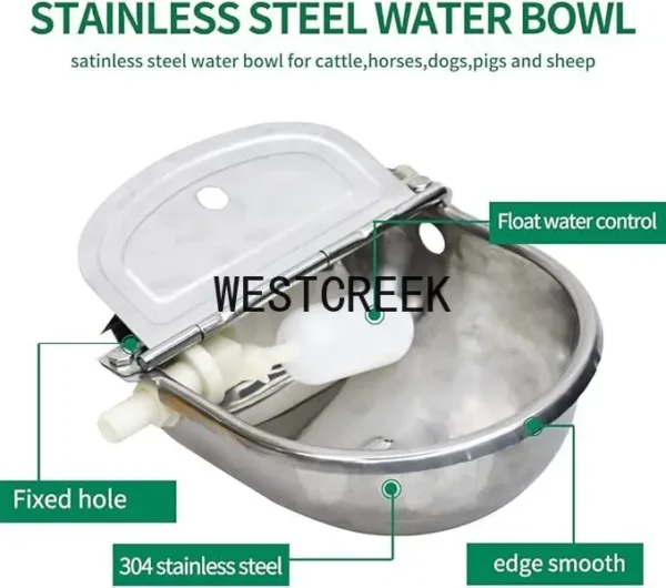Automatic Stainless Steel Water Bowl With Float Valve For Cattle, Sheep, Horse - Image 4
