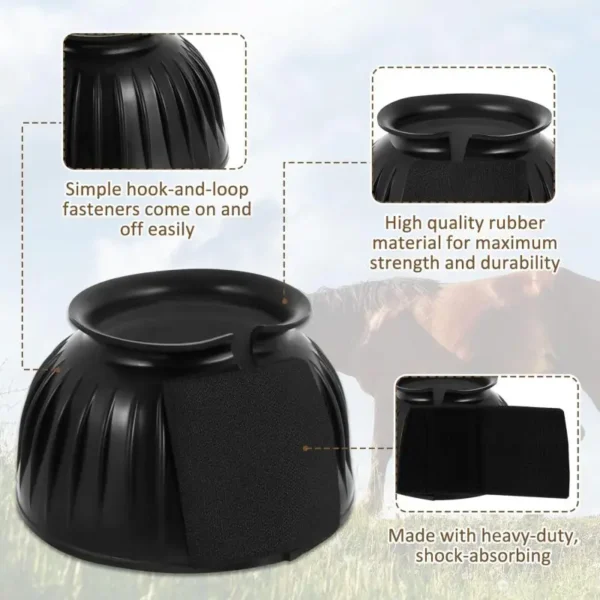 Protective Horse Bell Boots: Rubber Hoof Impact Trauma Care, Horse Grooming Kit - Image 6