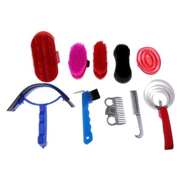 Horse Grooming Kit: Care Set with Brush and Comb Grips.